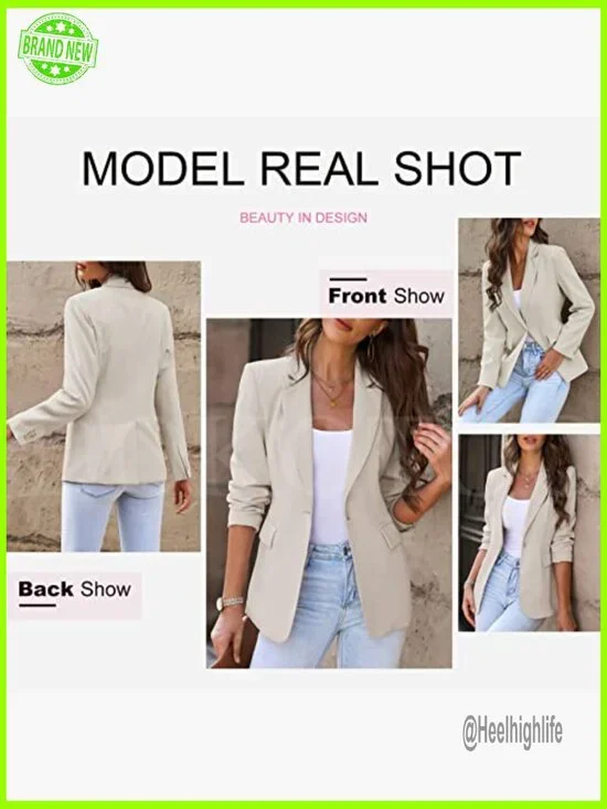 Lightweight Polyester Blazer with Notched Lapel Collar for Business Casual - Picture 4 of 7